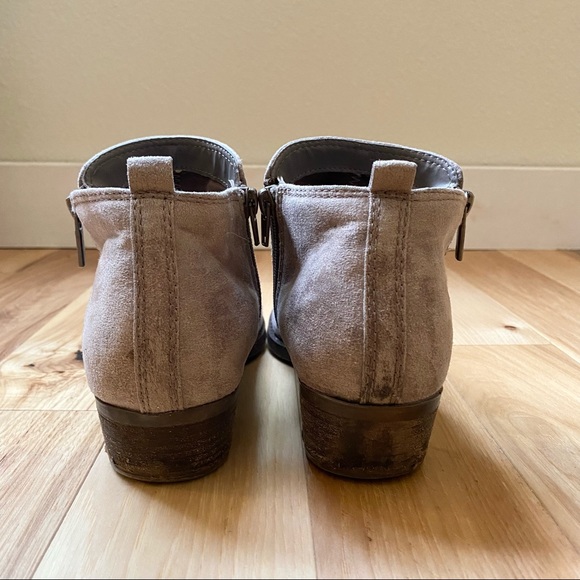 Carlos Brie Tan Suede Booties with Side Zip - Picture 4 of 8